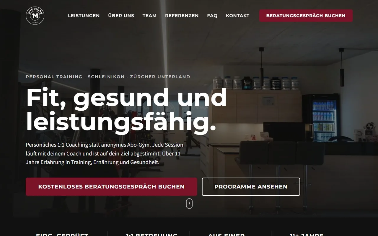 ONE MORE GmbH – Personal Training Webseite